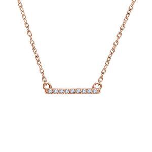 1/15 Ctw Diamond 12mm Bar Necklace in 14k Rose Gold, 16-18 Inch